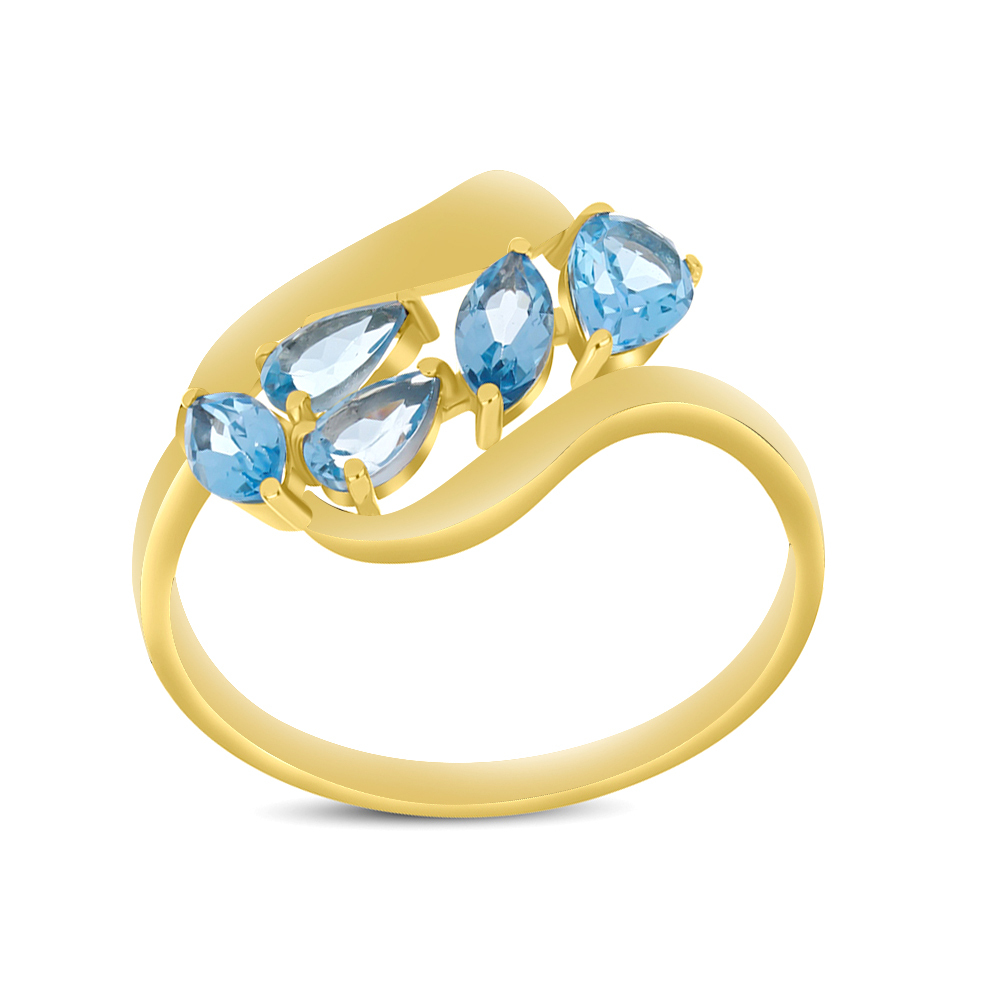 BUY 14K GOLD WITH NATURAL SWISS BLUE TOPAZ GEMSTONE RING